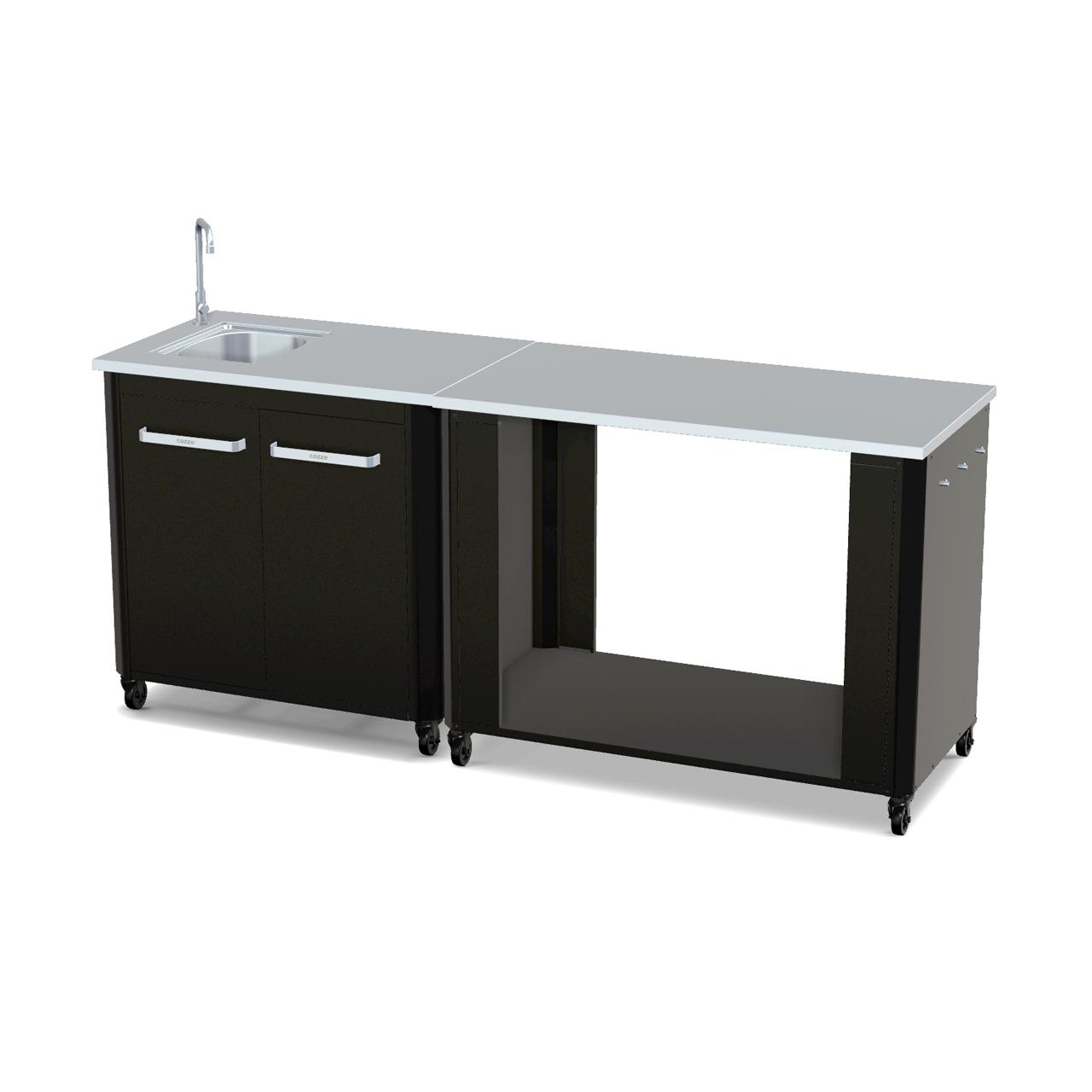 Cozze Outdoorküche Bundle mit Spülenschrank 90 cm & offenem Modul 115 cm mit Edelstahlplatte