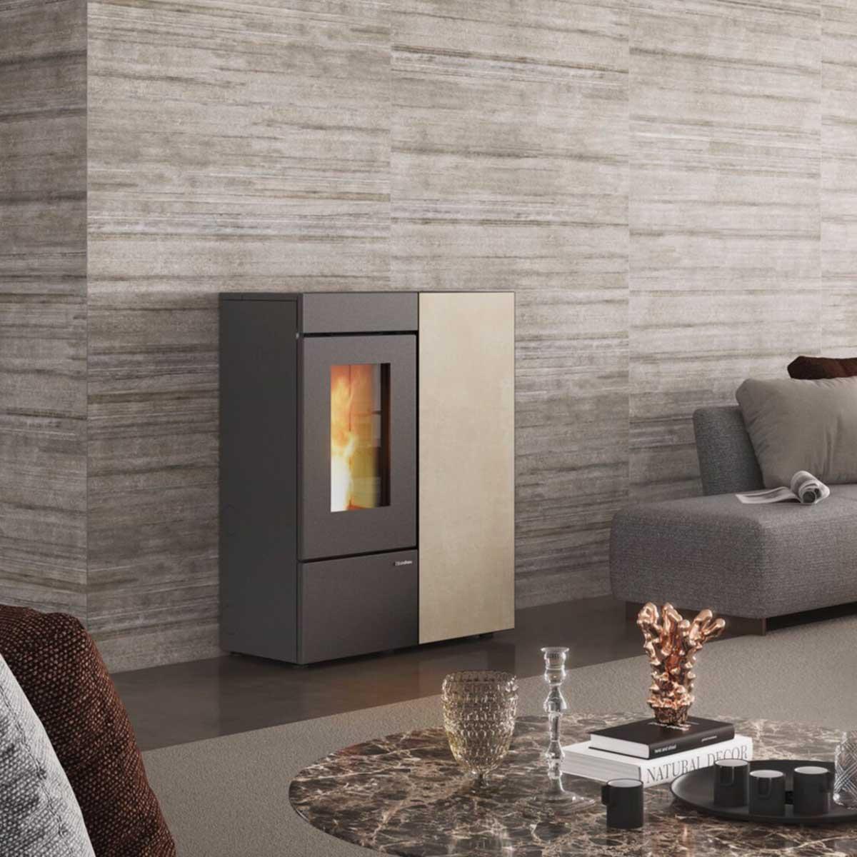 Pelletofen Extraflame Evolution Line Annalisa Plus mit 12 kW - Verkleidung: Gres Ostuni