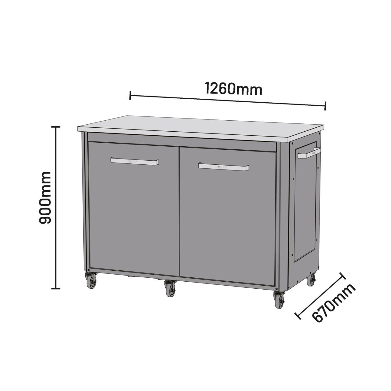 Cozze Outdoorküche Bundle mit Ecktisch, Schrankmodul 120 cm & hohem Schrankmodul 60 cm mit Edelstahlplatte
