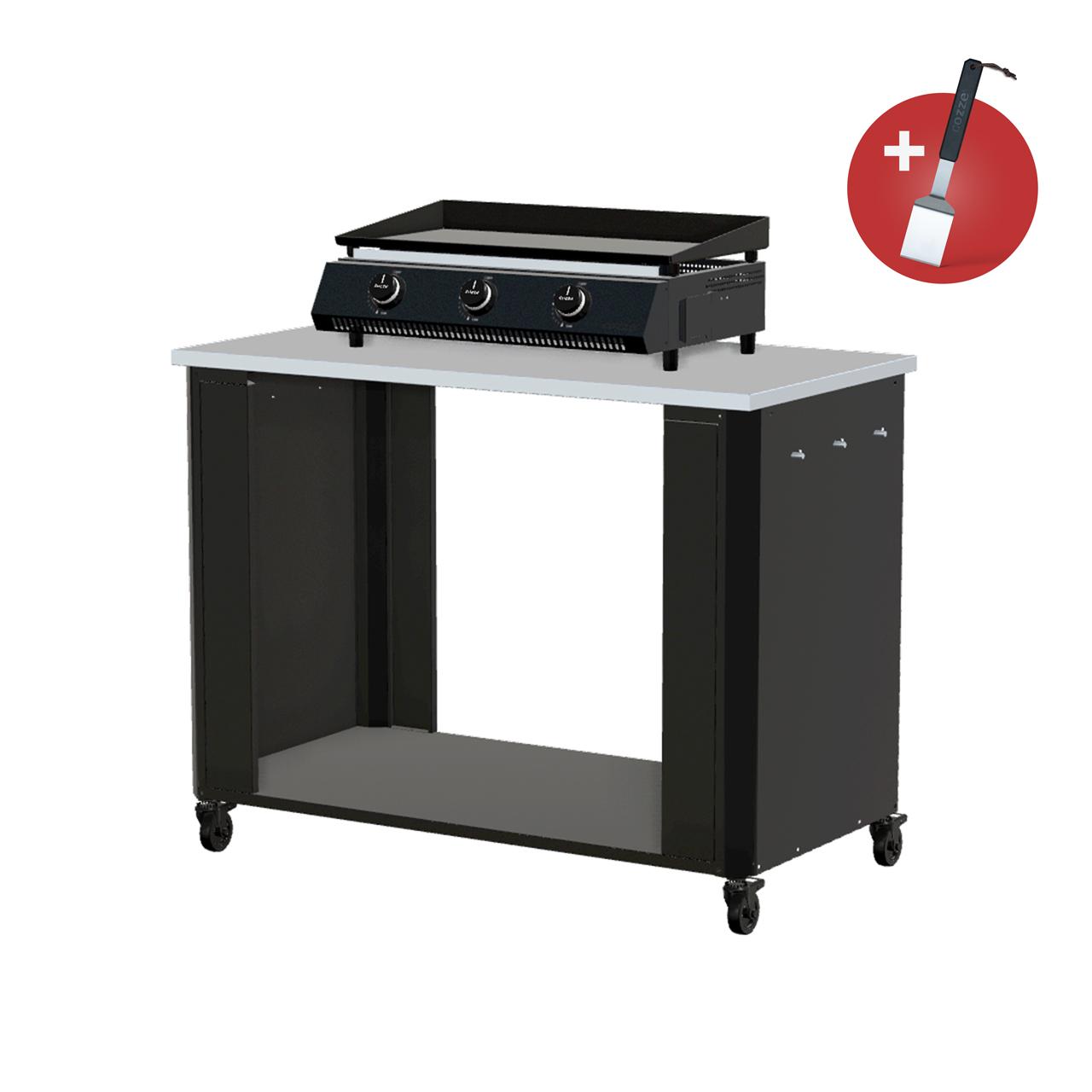 Cozze Plancha G-700 Bundle inkl. offenes Modul 115 cm mit Edelstahlplatte & Gratis Grillspatel