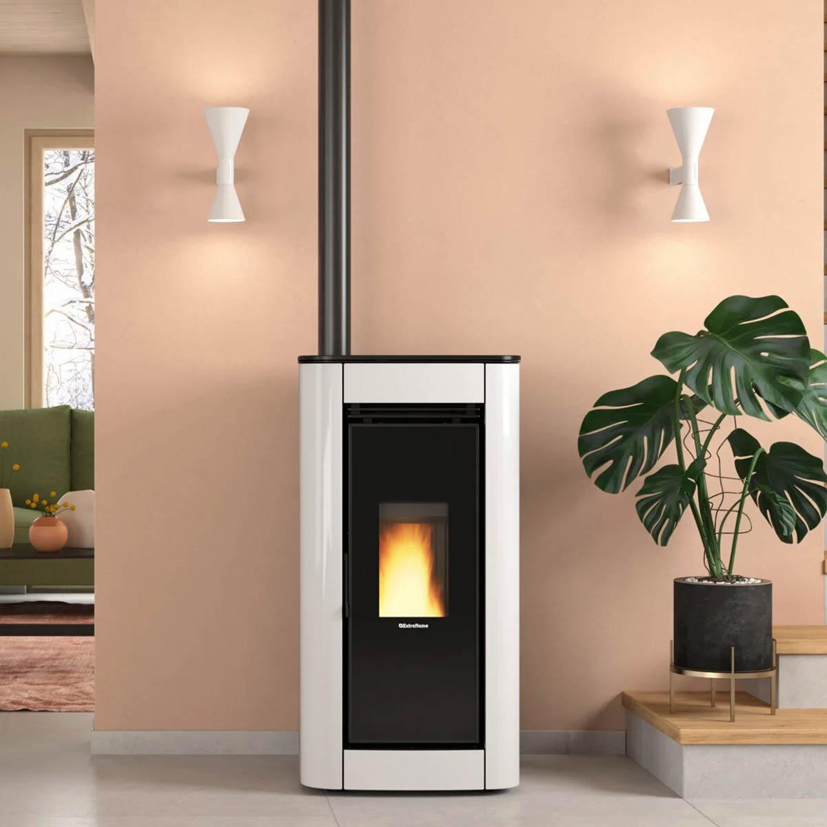 Pelletofen Extraflame Prestige Line Ilary Plus Top mit 8 kW - Verkleidung: weiß