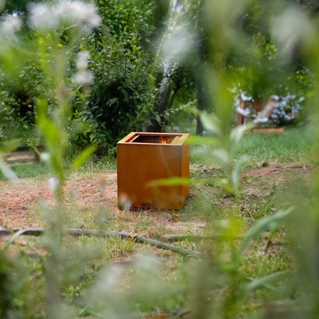 Terrassenofen Artiss Z1, rauchfreie Feuerschale für Holz & Pellets - Ausführung: Corten