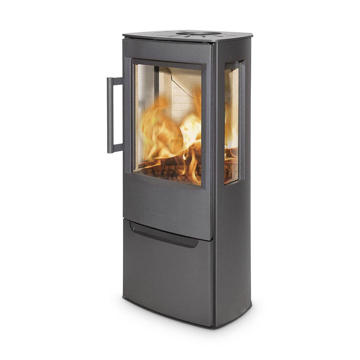 Kaminofen Wiking Miro 3 DIBt-geprüft 4,9 kW - Korpus: Grau - Rauchabgang: Oben