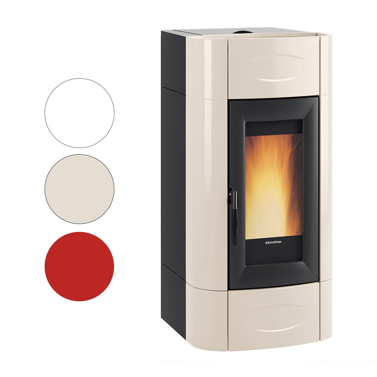Pelletofen wasserführend Extraflame Evolution Line Isidora Idro H20 5.0 Evo mit 22,4 kW - Verkleidung: bordeaux