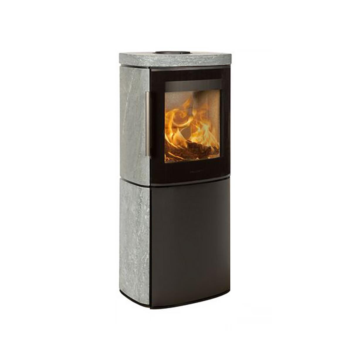 Kaminofen HWAM 4540 Stein 4,9 kW SmartControl - Brennraumtür: Glas - Korpus: Schwarz - Verkleidung: Speckstein