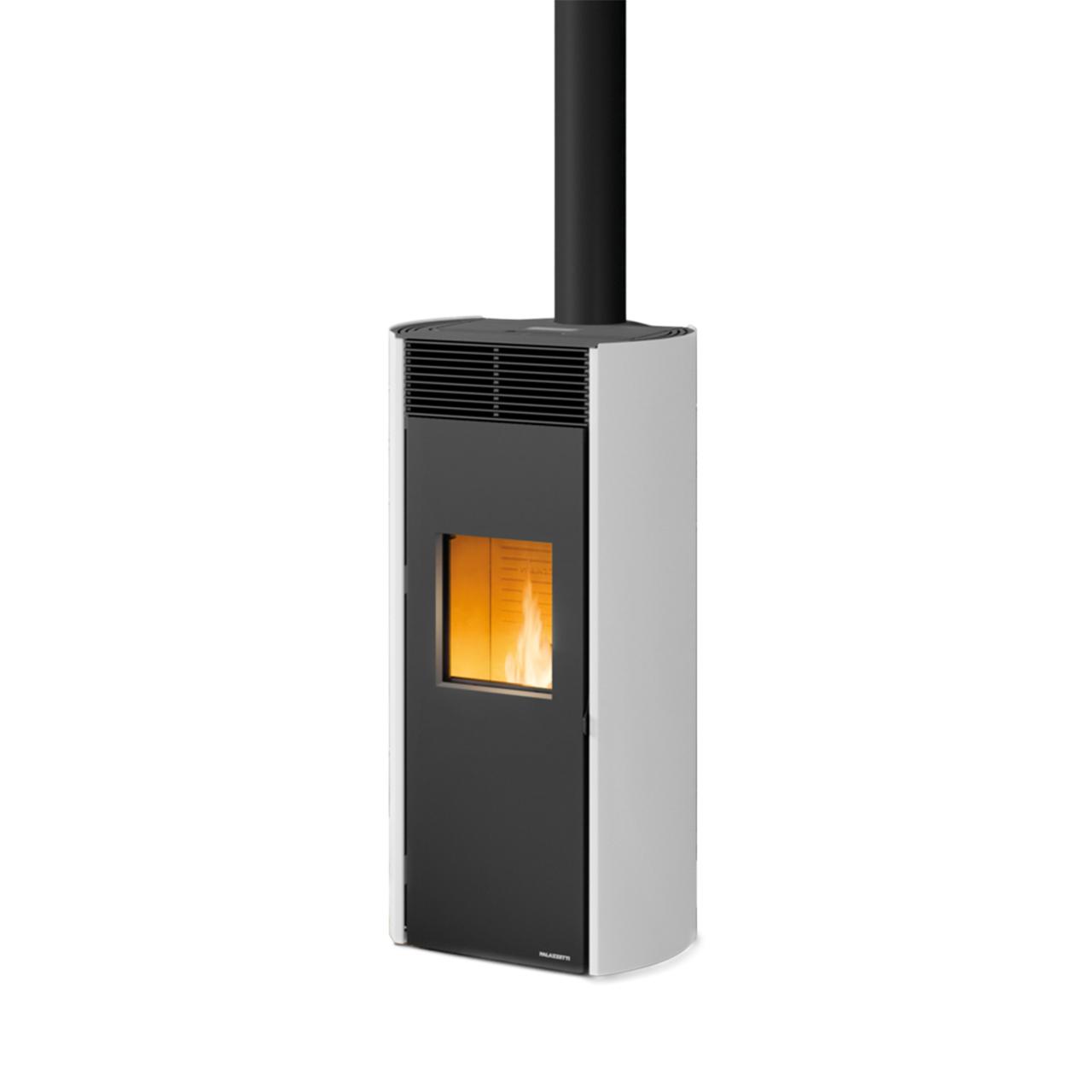 Pelletofen Palazzetti Clelia TC 12 US, 12 kW - Ausführung: Stahl Weiß