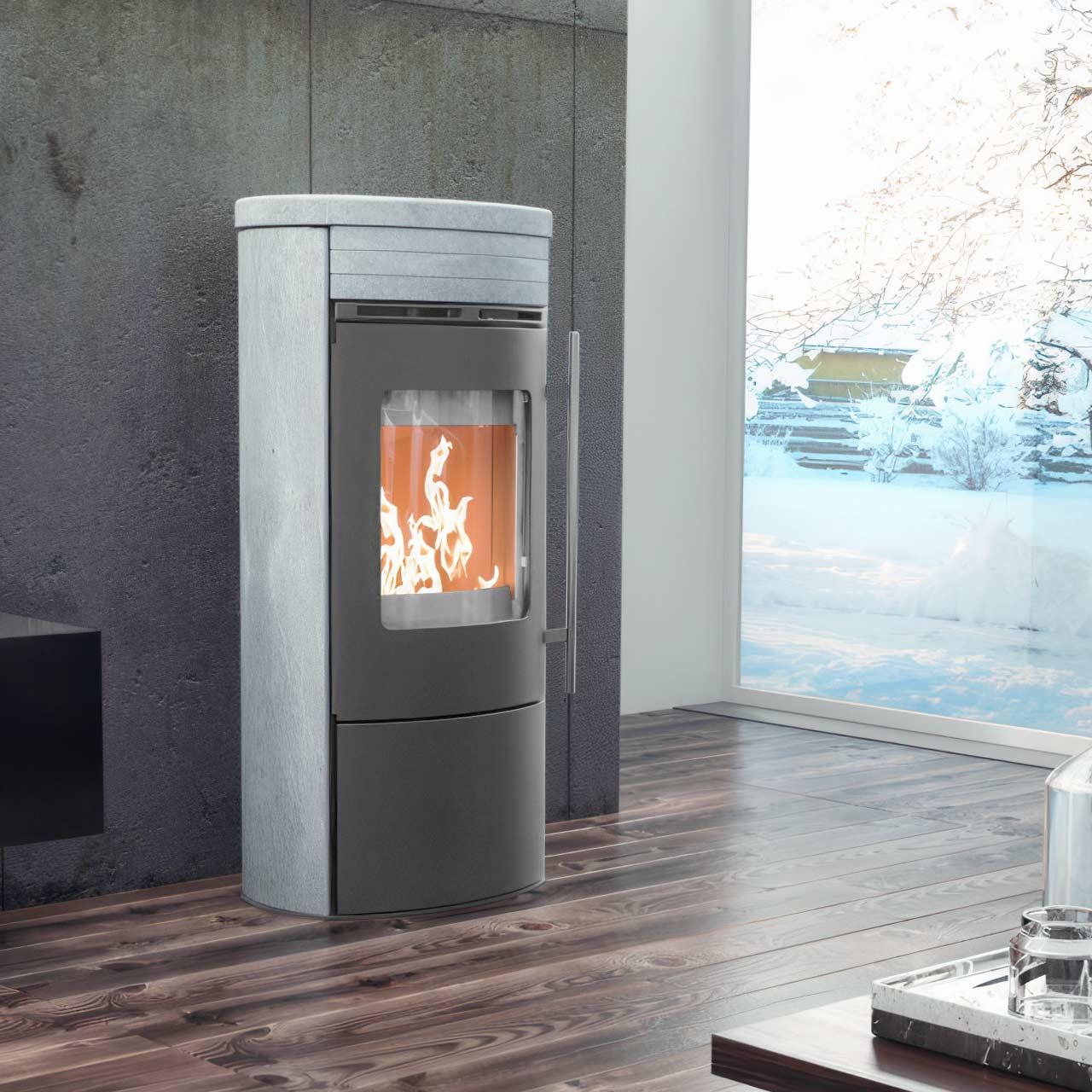 Speicherofen Koppe Karabo XL Naturstein 7 kW - Ausführung: Speckstein/Korpus Gussgrau