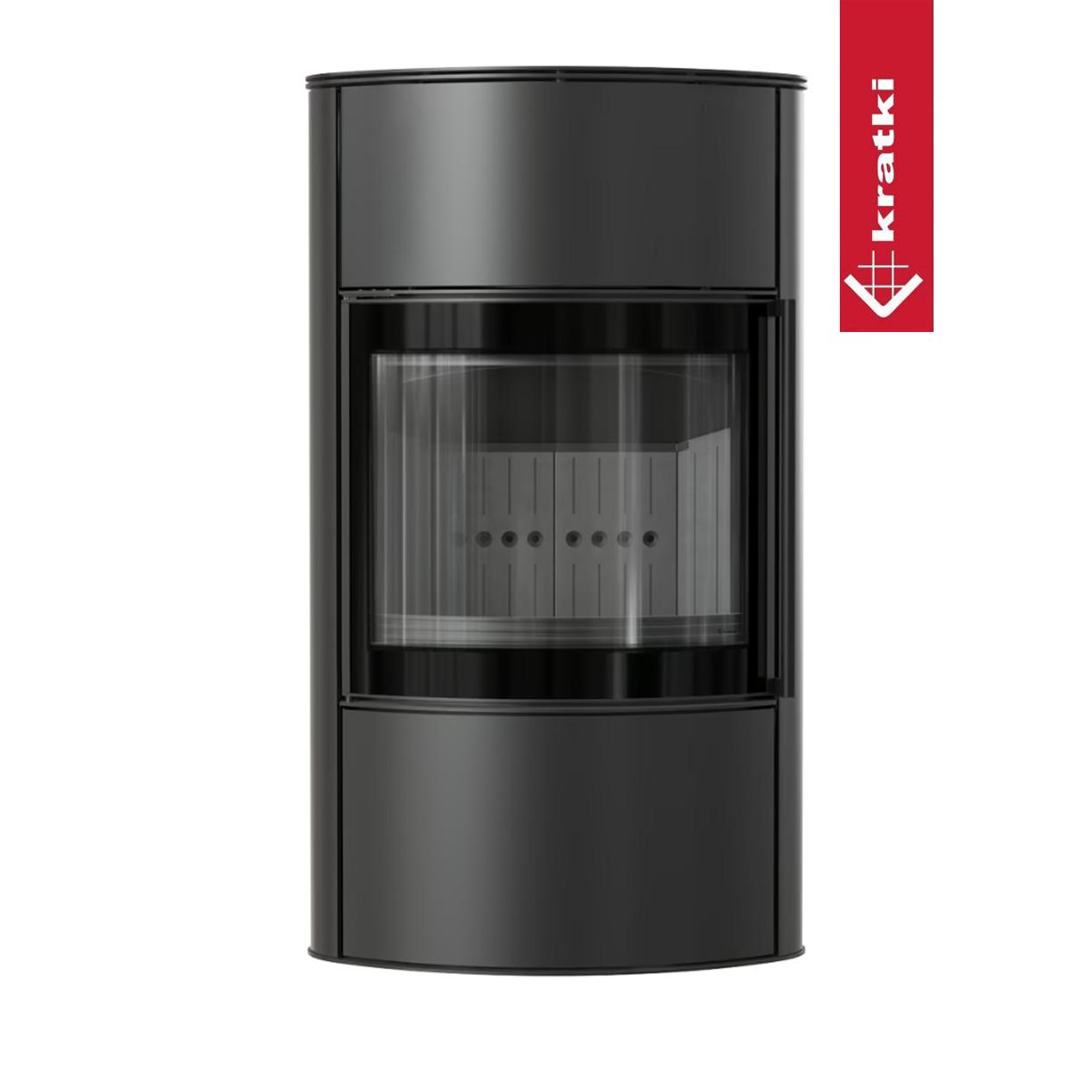 Kaminofen Kratki BJORN/W mit 7 kW - Verkleidung: Stahl schwarz - Topplatte: Stahl schwarz - Feuerraumauskleidung: schwarz