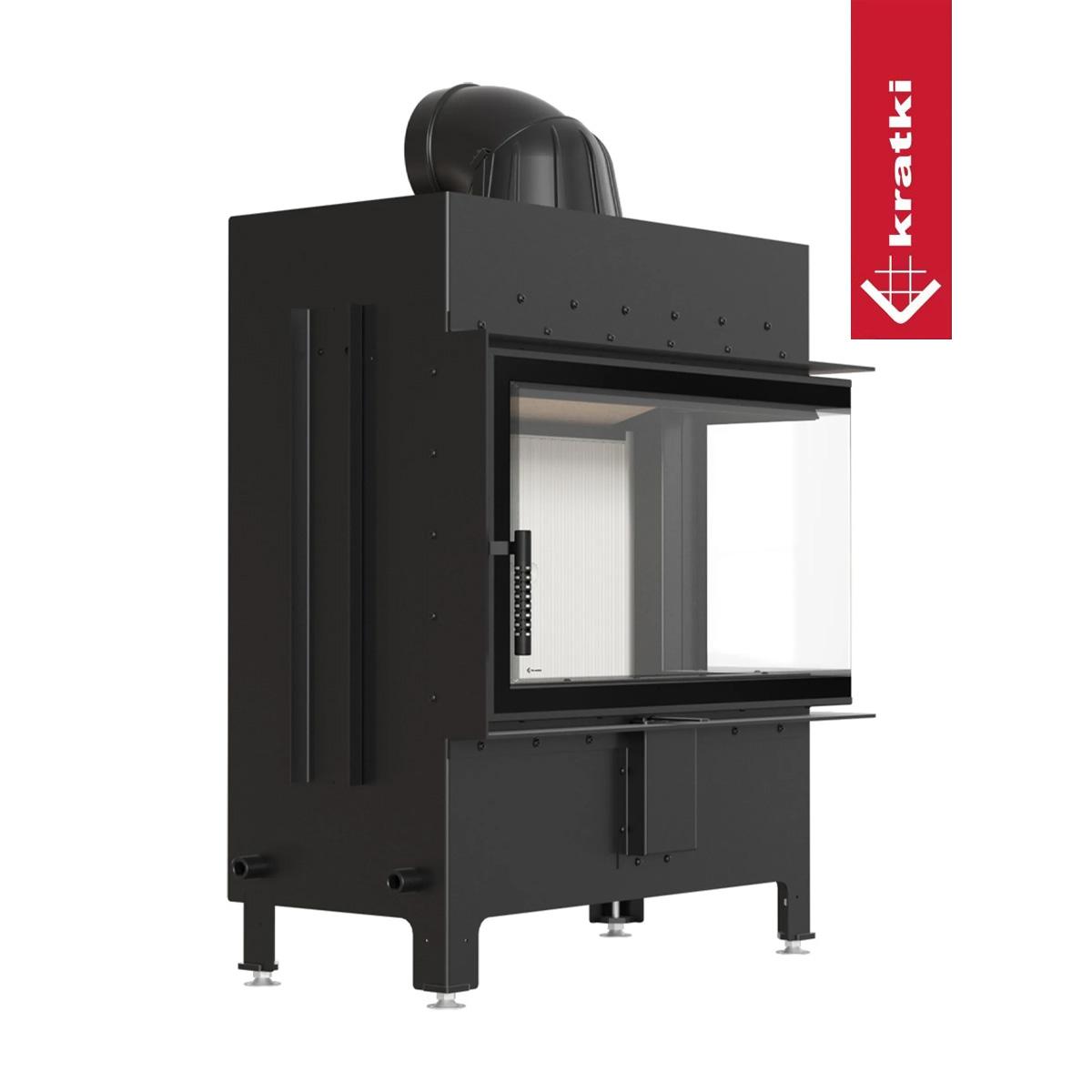 Eck-Kamineinsatz Kratki LUCY/14/NEW 14 kW - Türanschlag: rechts - Feuerraumauskleidung: weiß - Tür selbstschließend: nein