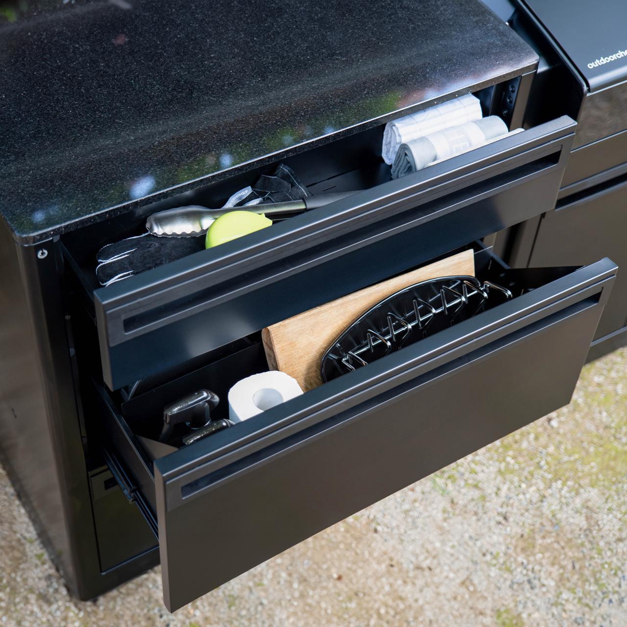 Outdoorchef Heat Outdoorküche 3-teilig: EGG 460 H & Caso BBQ Cooler inkl. Granit-Arbeitsplatten