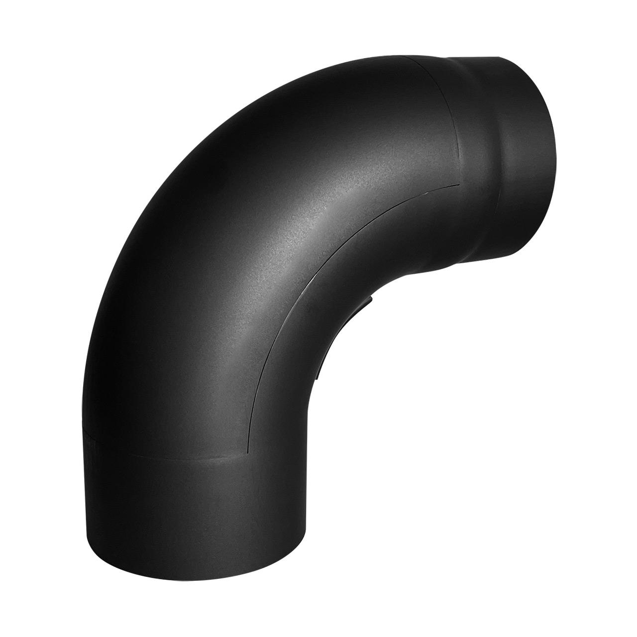 Ofenrohr Bogen gezogen mit Tür DN 150 mm 90° Schwarz