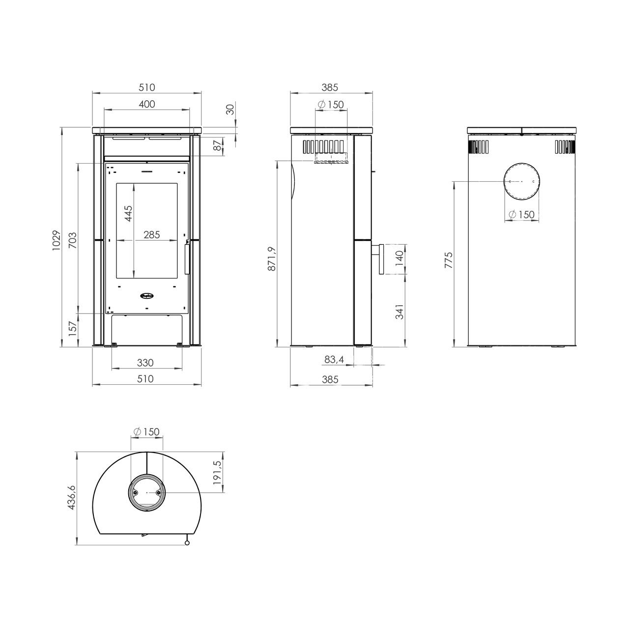 Kaminofen Fireplace Santa Fe 6 kW - Ausführung: Speckstein