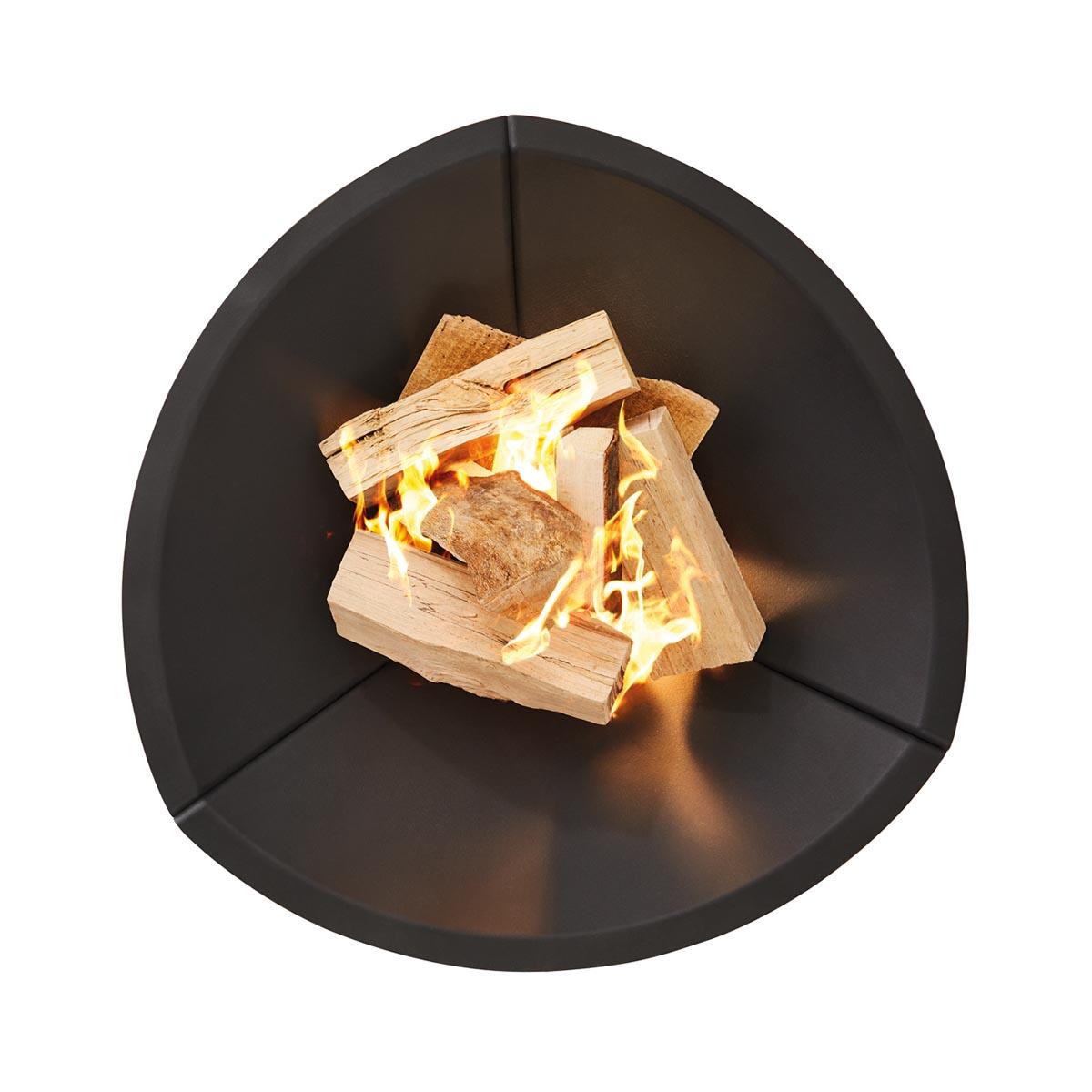 Leda Guss-Feuerschale Trigon 71,6 cm schwarz matt