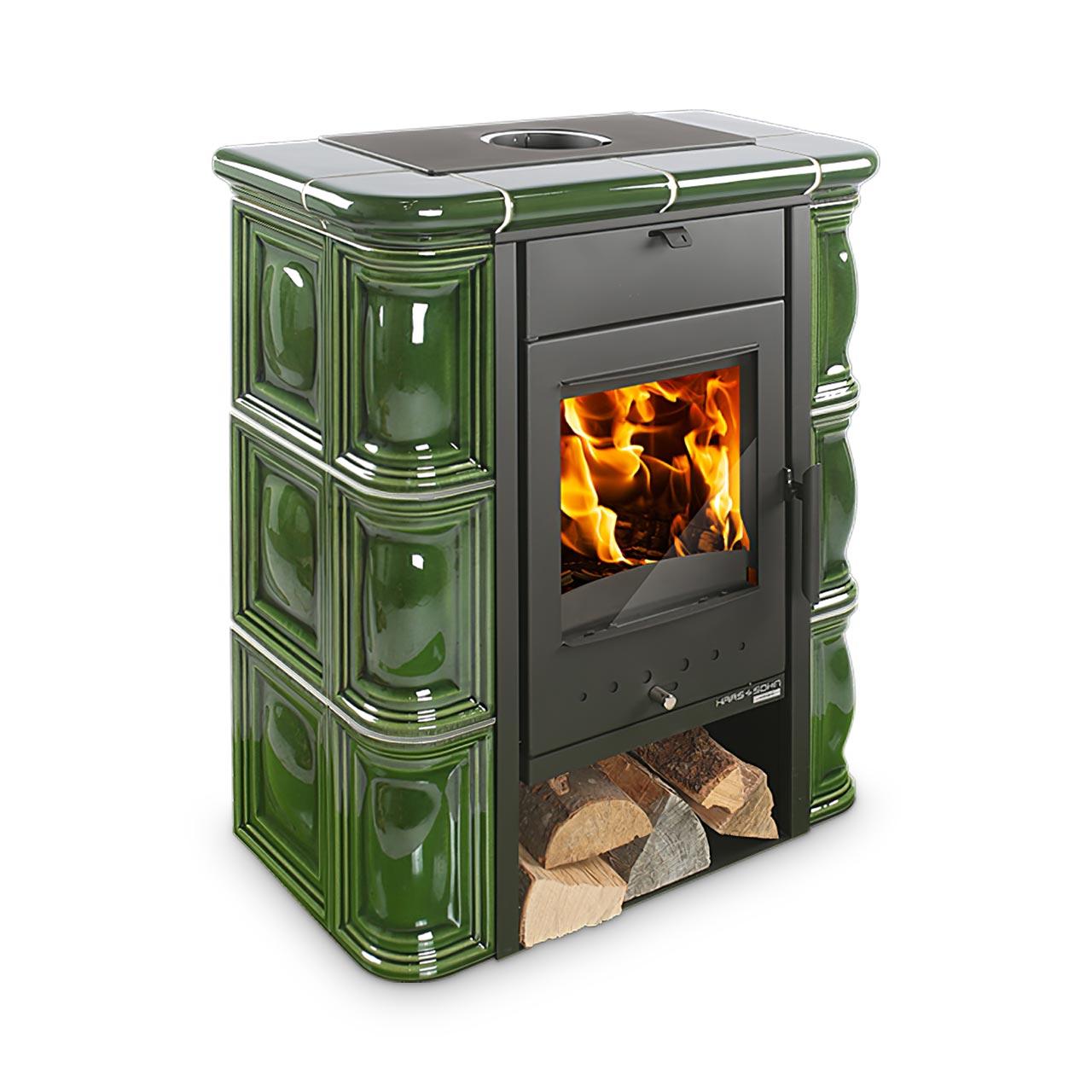 Kaminofen Haas und Sohn Tirol 6 kW 343.15-C - Keramikfarbe: Grün