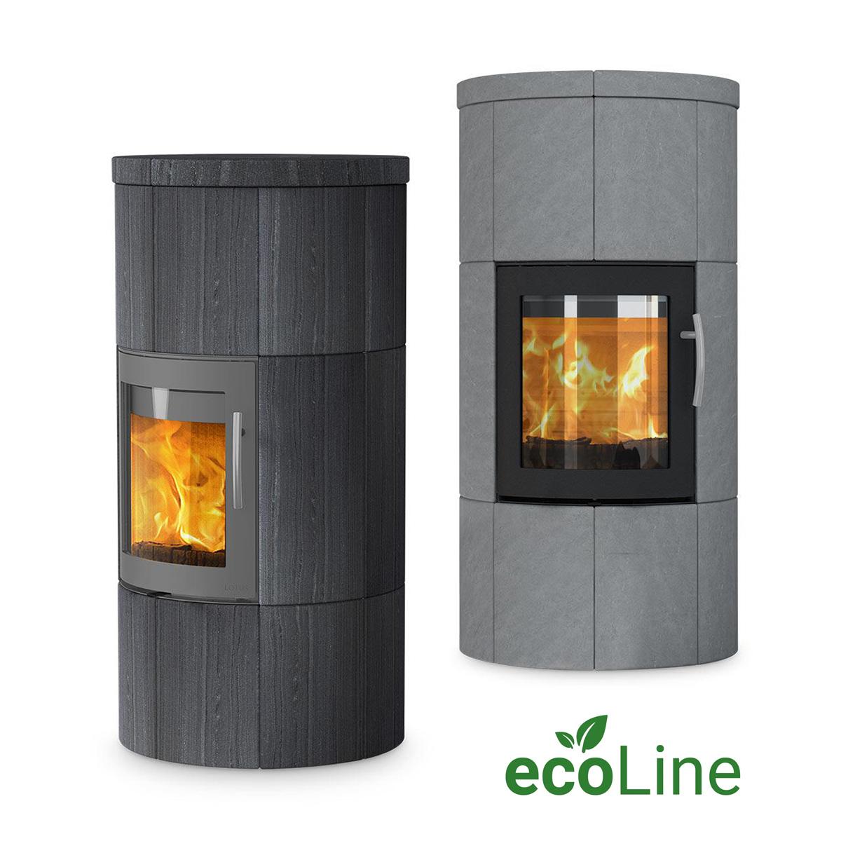 Speicherofen Lotus M1 ecoLine 5,6 kW - Ausführung: Lotus M1 Speckstein, Feuerraumtür Grau