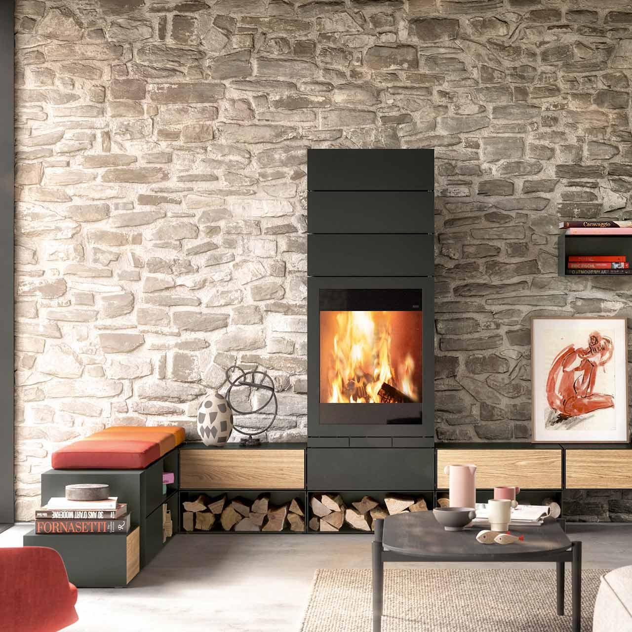 Kaminofen Skantherm Elements 603 Front 2.0 7 kW - Ausführung: Türanschlag Rechts (Griff Links)