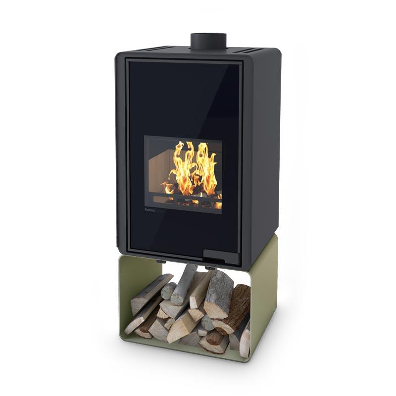 Kaminofen HS Flamingo Deluxe Pentai 9 kW - Sockel: Olive