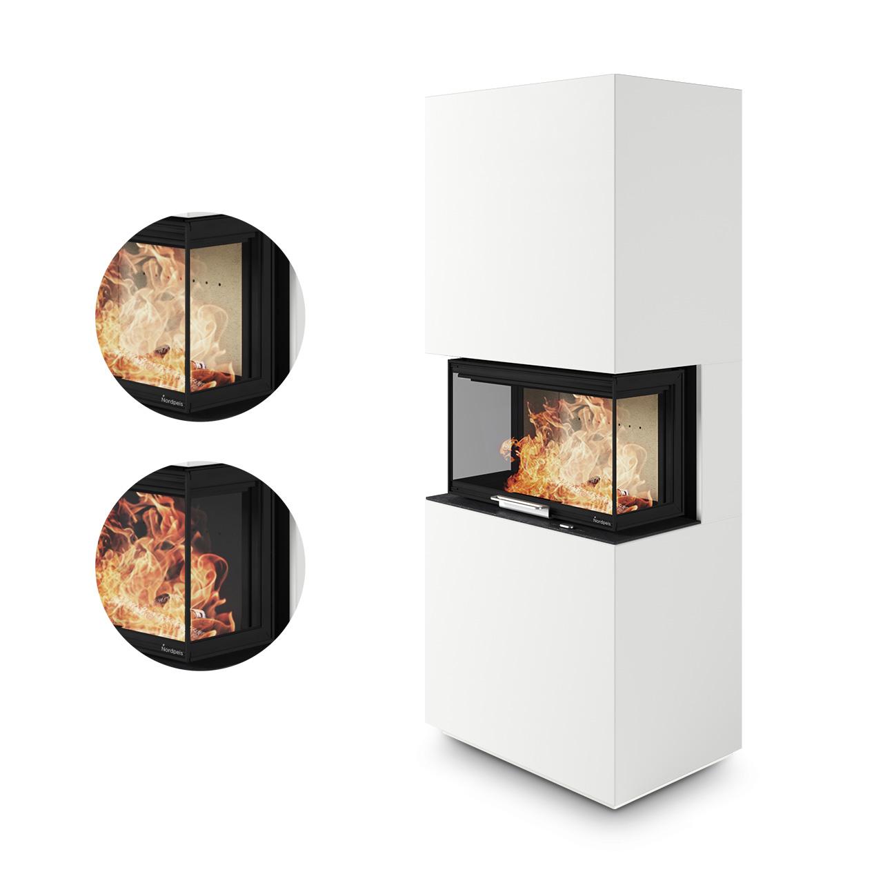 Kaminbausatz Nordpeis Monaco III High Base 8 kW - Ausführung: Thermotte Hell