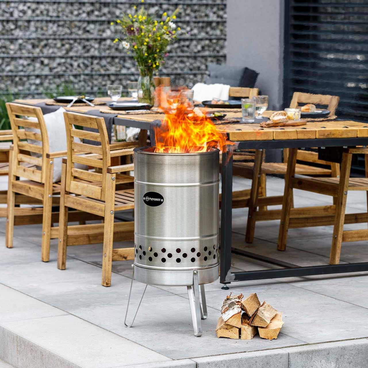 Feuertonne Petromax Pyron, Edelstahl Terrassenofen