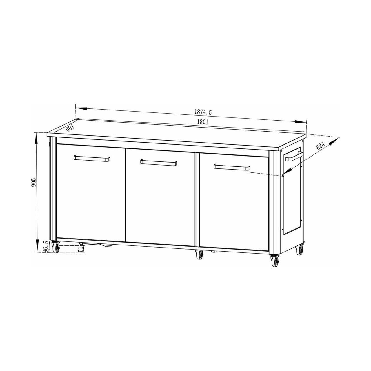 Cozze Outdoor Küche L-förmig mit Spüle und Schrankmodul 180 - 160 x 250 cm