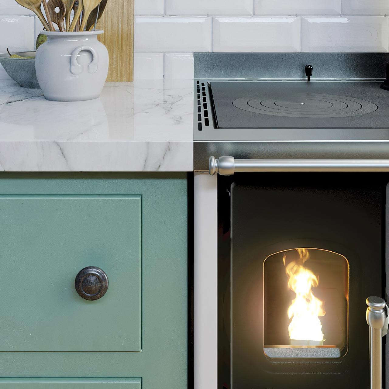 Holzherd Cadel Smart 60 (mit Lüftung) 6,5 kW - Ausführung: Stahl/Weiß