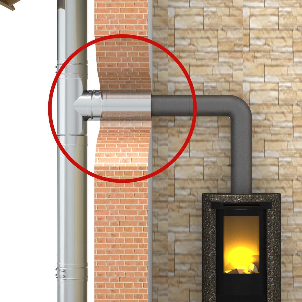 Jeremias DW Wanddurchführung mit integriertem Wandfutter (kürzbar) - Länge: 1000mm - für Schornstein-Innendurchmesser: 180mm
