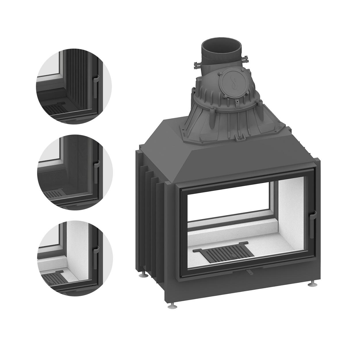 Tunnel-Kamineinsatz Schmid Lina TV 73 s/s mit 9 kW