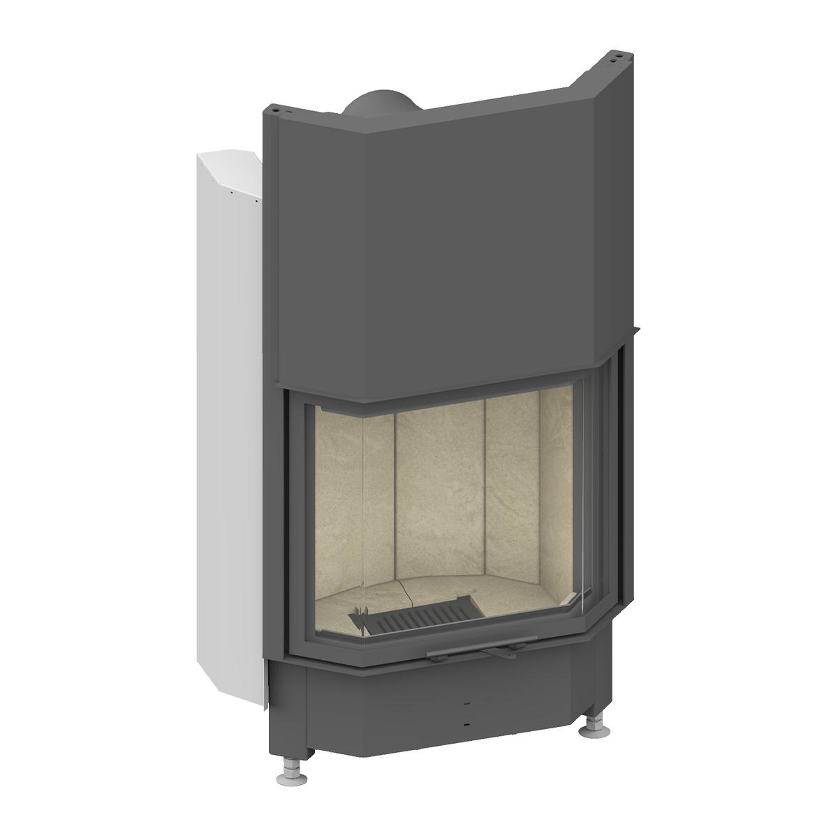 Kamineinsatz Schmid Pano 67 h mit 9 kW - Türhöhe: 57 cm - Brennraumauskleidung: Schamotte Beige