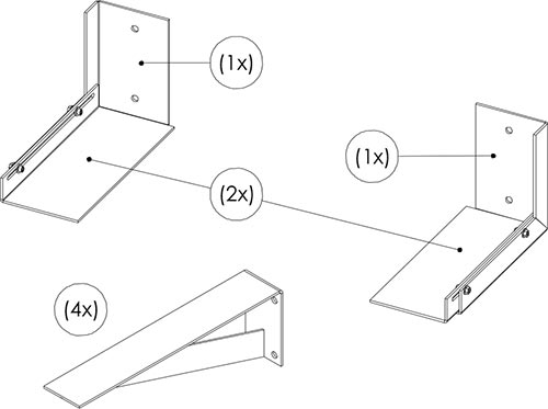 Satz mit 4 Stützen für Plateau