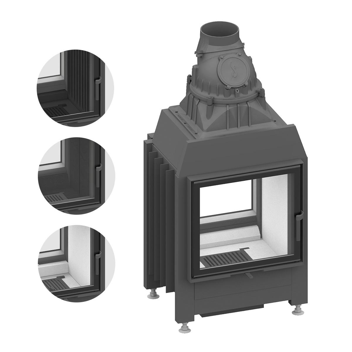 Tunnel-Kamineinsatz Schmid Lina TV 55 s/s mit 7 kW