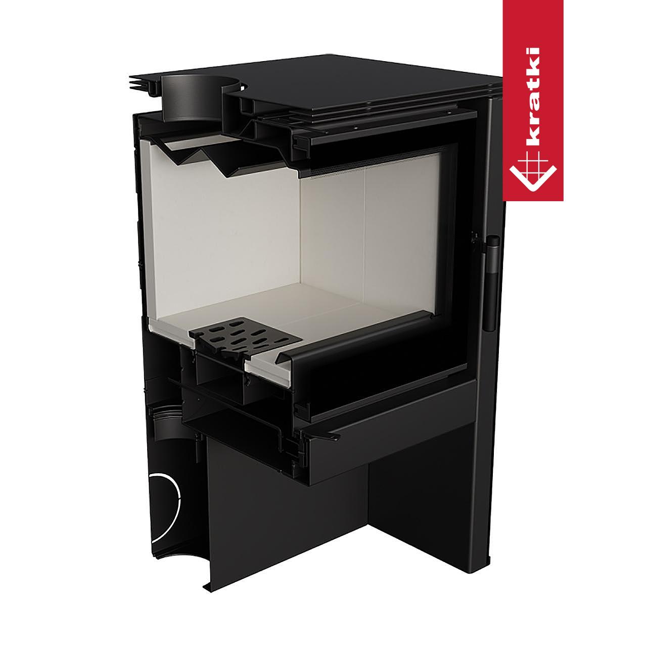 Kaminofen Kratki JUNO/12, 12 kW - Seitenverkleidung: Schwarz