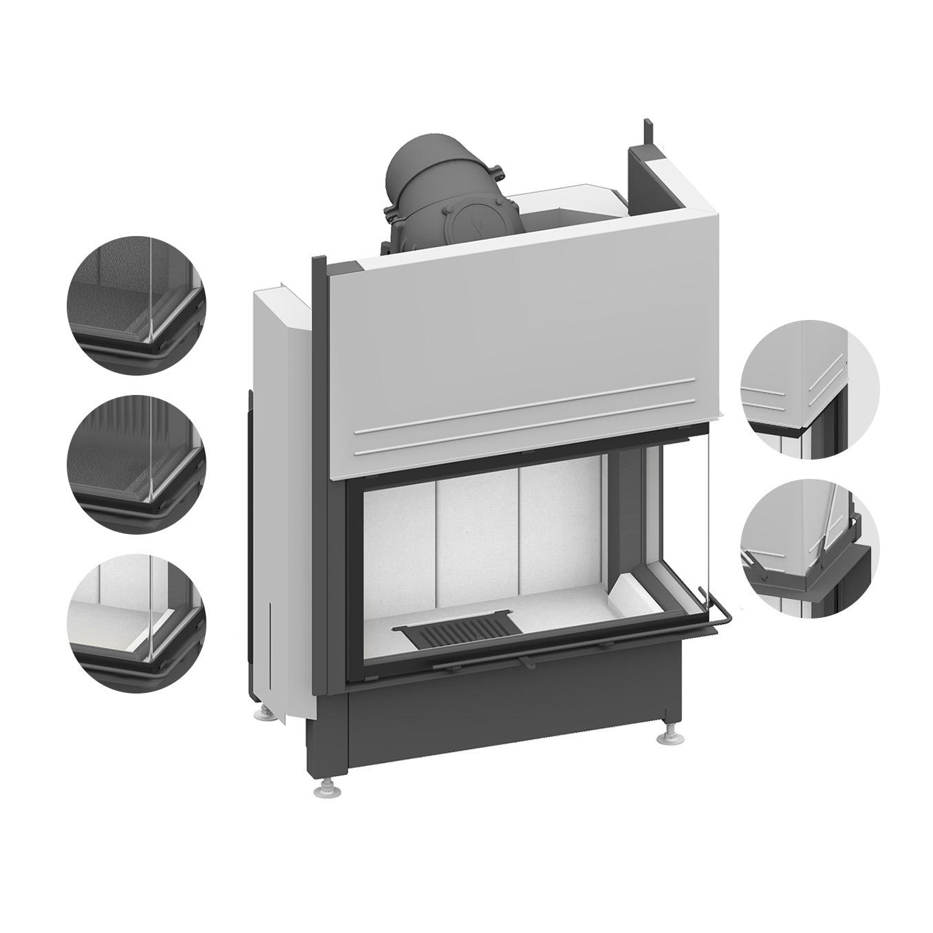 Eck-Kamineinsatz Schmid Ekko R 84(34) h mit 9 kW