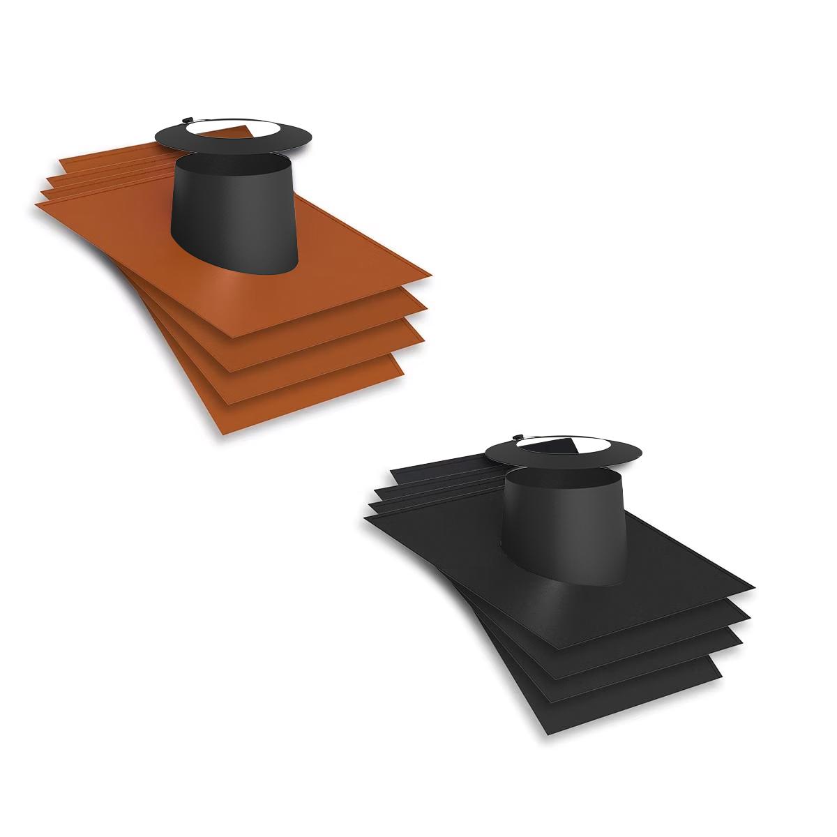 Jeremias DW-BLACK Dachdurchführung mit Elastomerrand und Wetterkragen - Dachneigung: 36-45° - Ausführung: schwarz - für Schornstein-Innendurchmesser: 150mm