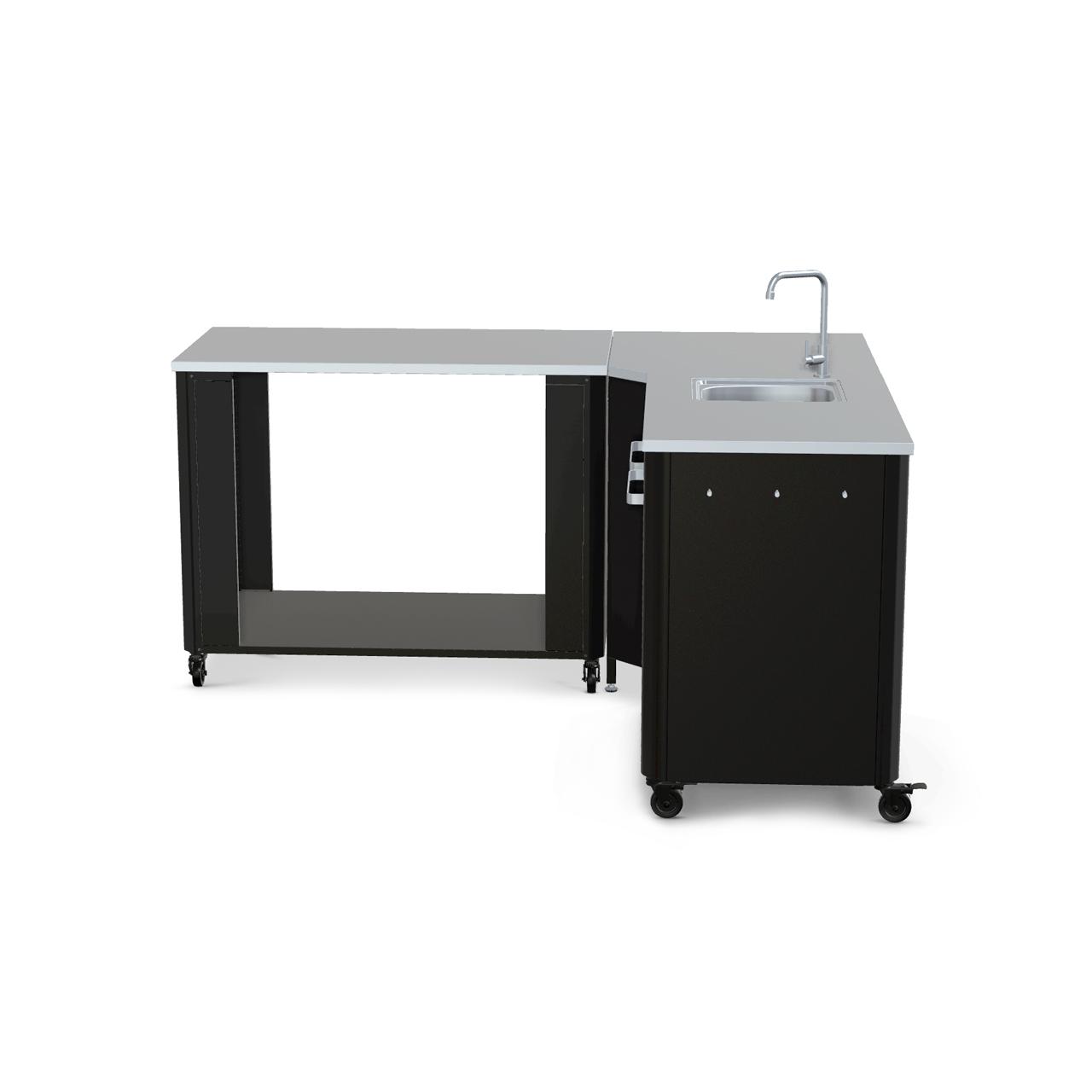 Cozze Outdoorküche Bundle mit Ecktisch, Spülenschrank 90 cm & offenem Modul 115 cm mit Edelstahlplatte