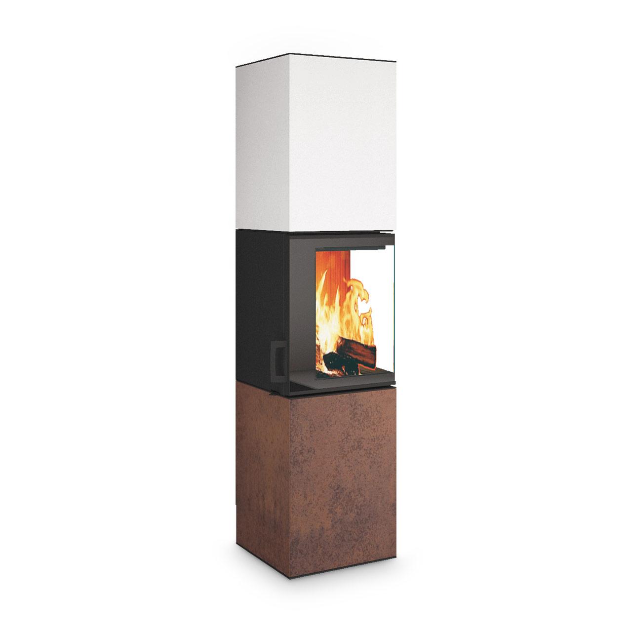 Kaminofen Neocube S20 XL 5,4 kW - Oberteil: Arctic White - Unterteil: Iron Corten