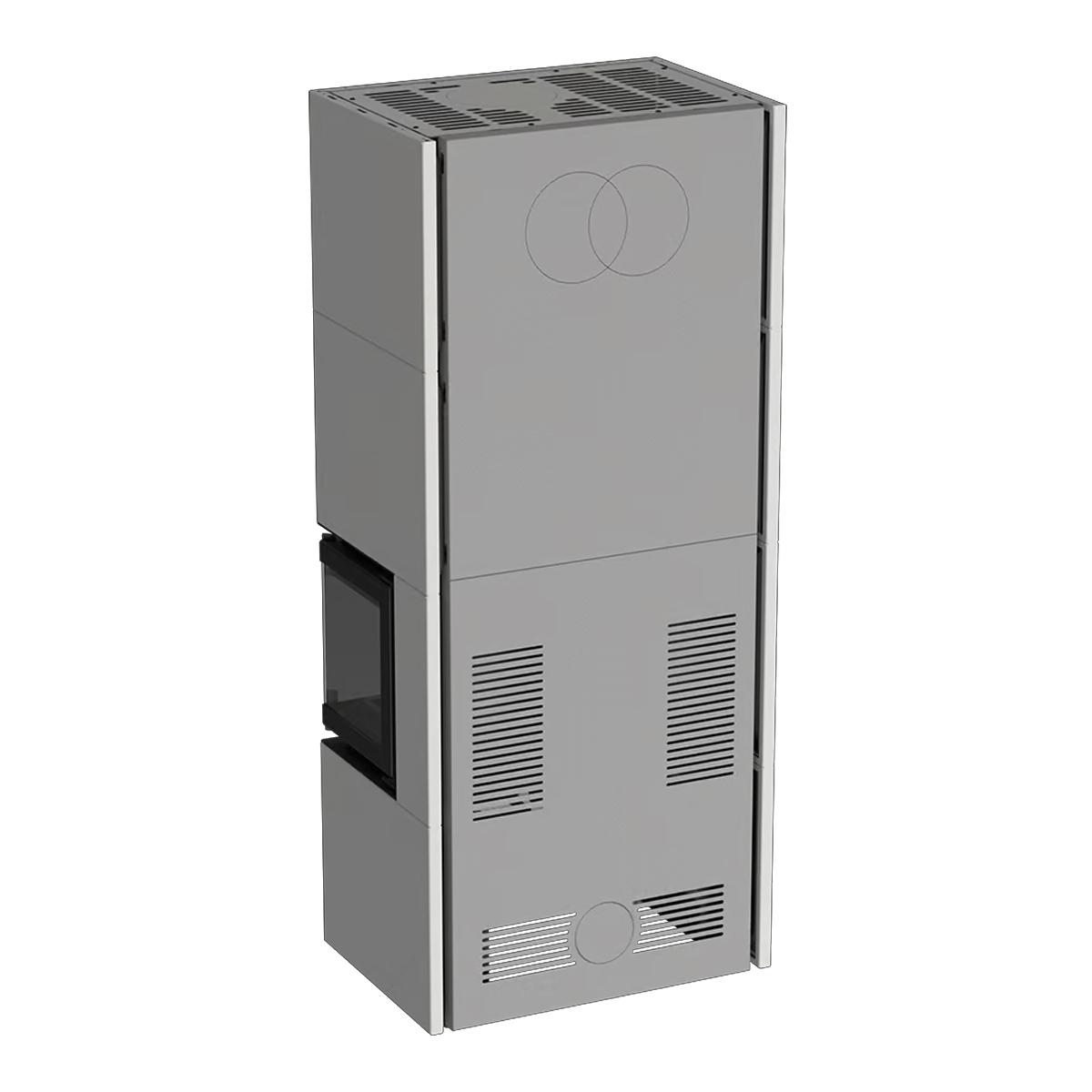 Eck-Kaminbausatz ILDNord Bergen Box mit 8 kW - Farbe: weiß - Eckscheibe: links