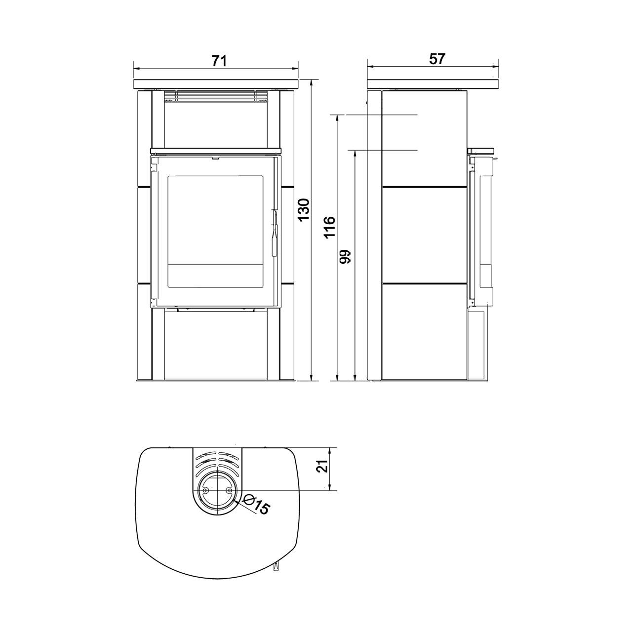 Kaminofen Koppe BS 200 7 kW - Ausführung: Korpus Schwarz