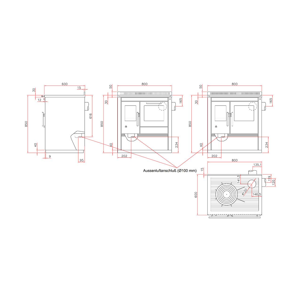 Holzherd Tyrola TR_C 80, 7 kW Küchenofen
