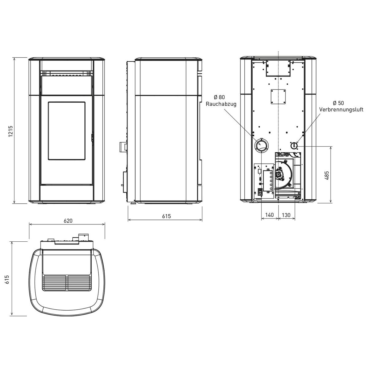 Pelletofen wasserführend Edilkamin Vyda H 19 Evo 19,2 kW - Variante: Keramik Dunkelgrau
