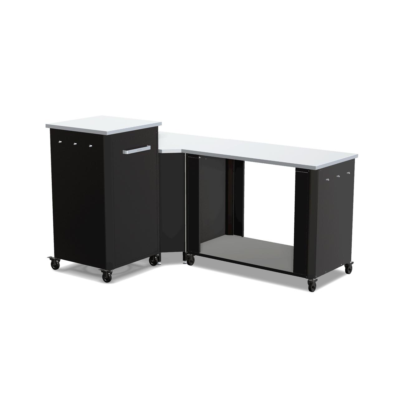 Cozze Outdoorküche Bundle mit Ecktisch, offenem Modul 115 cm & hohem Schrankmodul 60 cm mit Edelstahlplatte