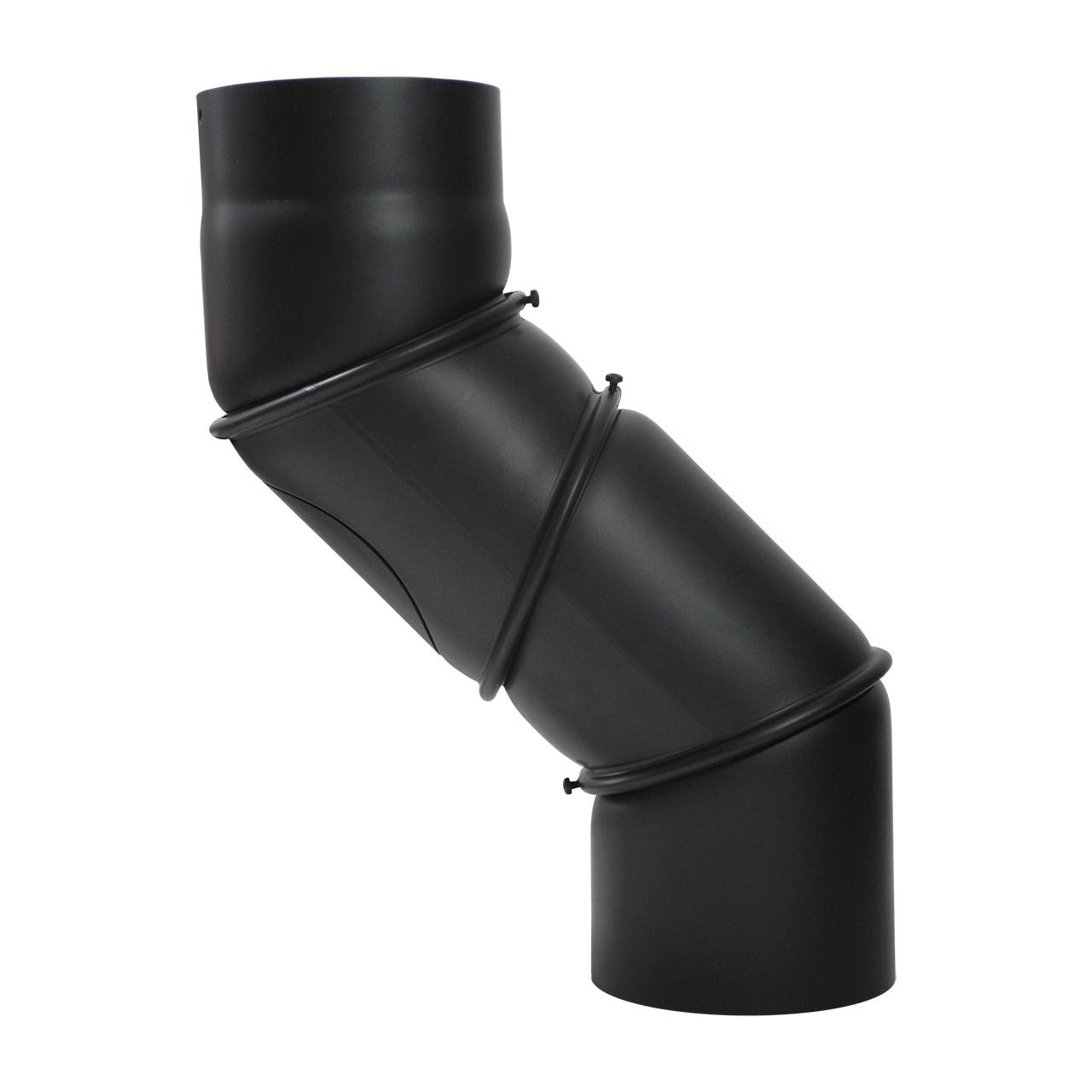 Ofenrohr Multibogen verstellbar mit Tür DN 200 mm 3 x 45° Schwarz