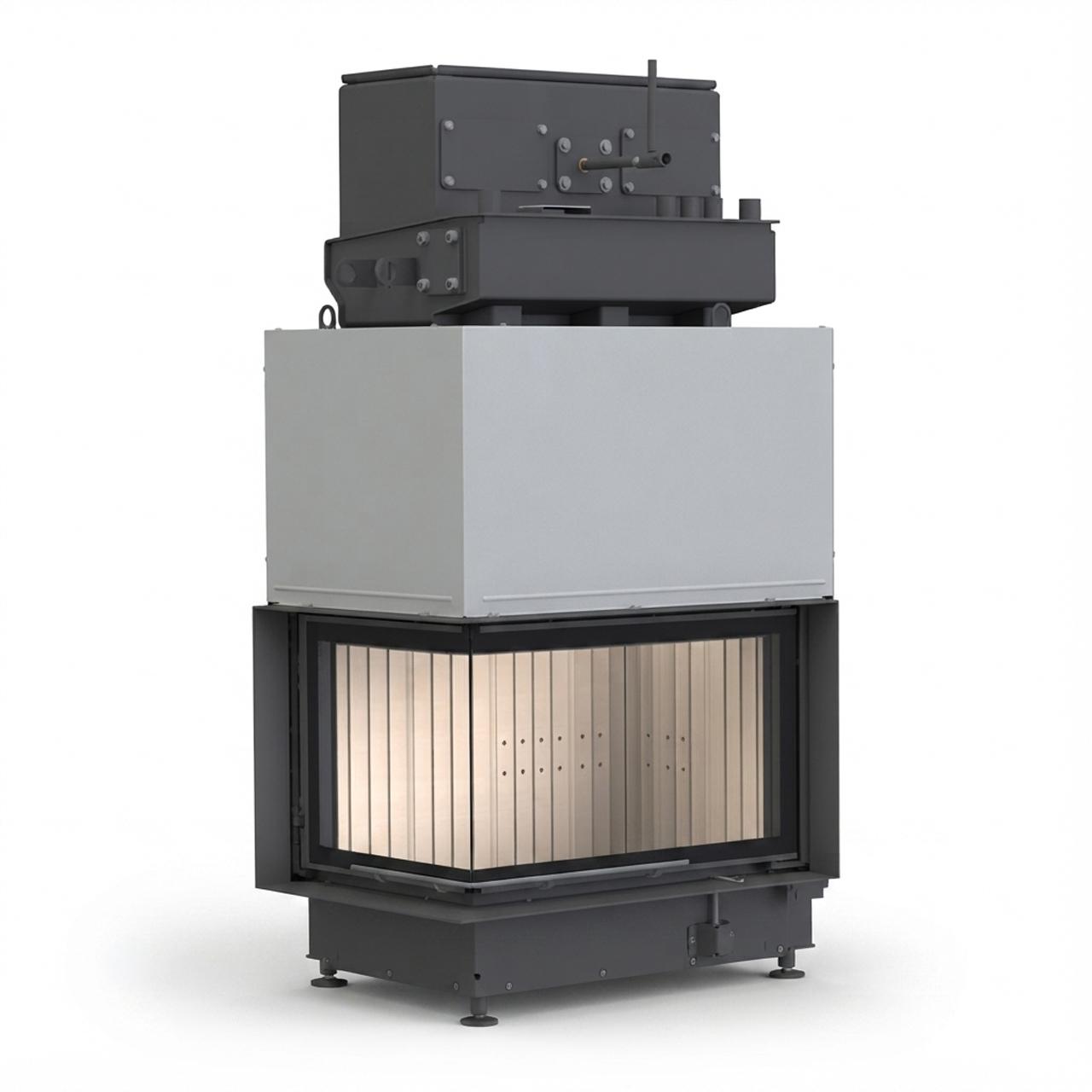 Kaminbausatz Brunner wasserführend BSK 02.1 Kamin-Kessel Eck 45/67/44 links, Schiebetür 12 kW - Kessel-Ausführung: Glaskeramik (GK)