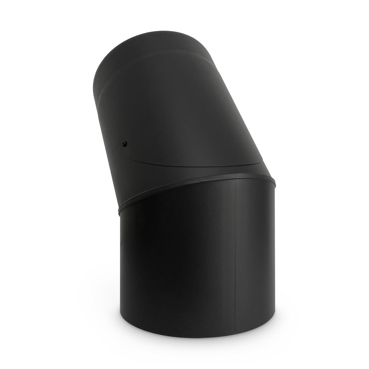 Doppelwandiges Ofenrohr Bogen mit Tür DN 130  mm 45° Schwarz