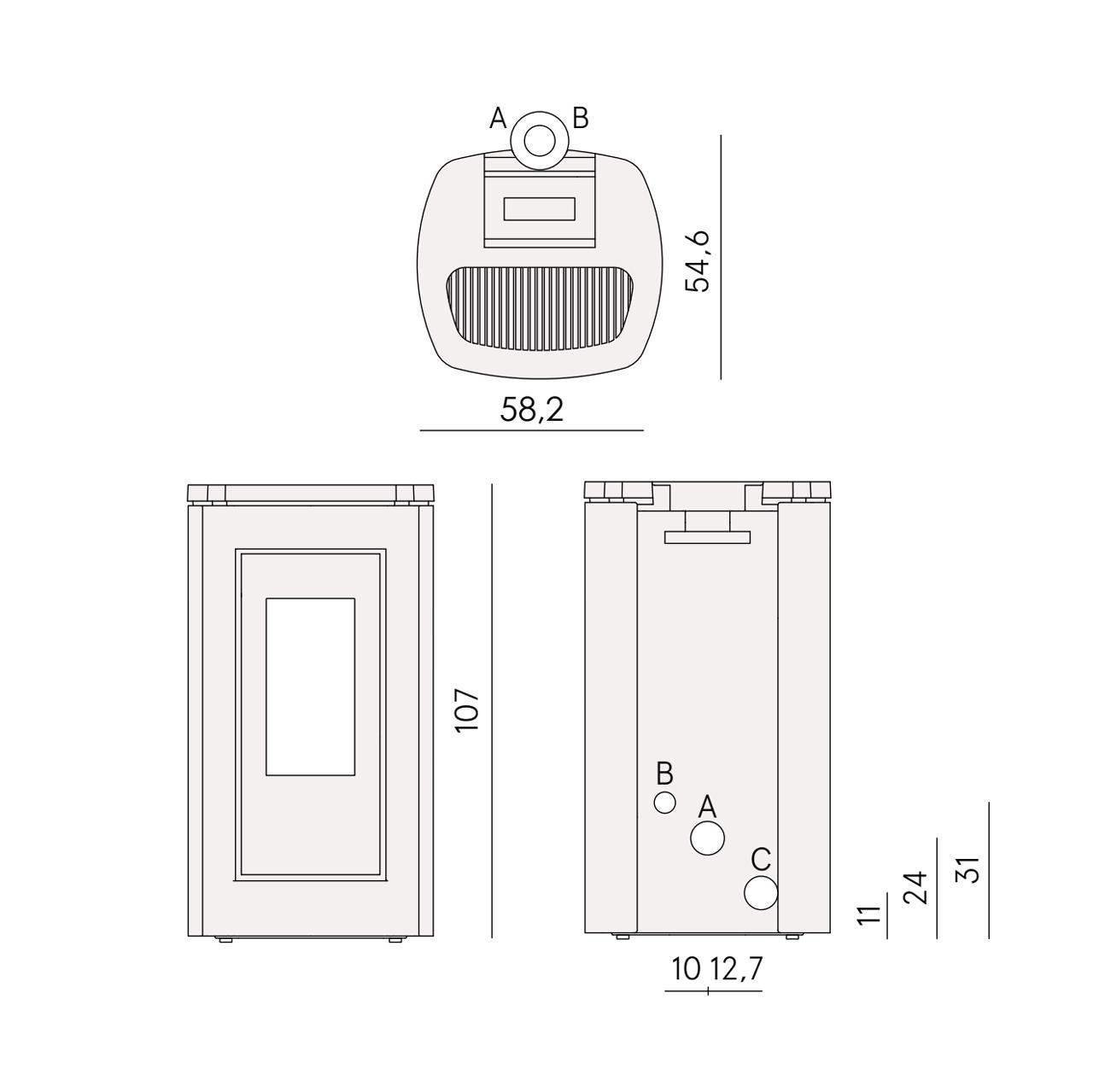 Pelletofen Cadel Eclipse Plus 11, 10,5 kW - Ausführung: Stahl Anthrazit/Top Titanium
