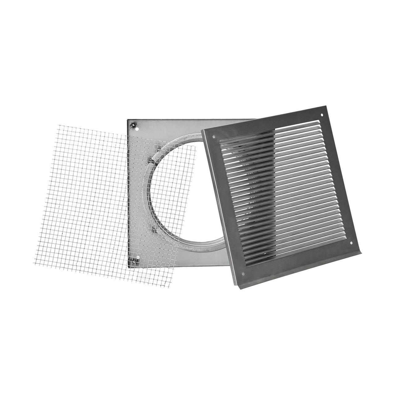 CB-Tec Außenluftgitter 2.0 mit Stutzen verzinkt 23x23 cm - Stutzen: 50 mm