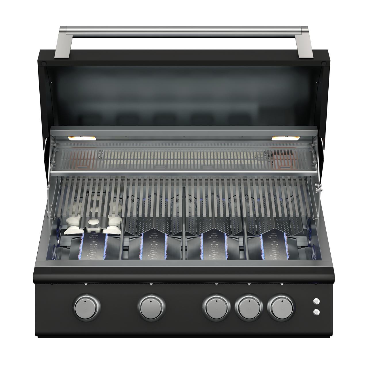 Gasgrill Einbaugrillaufsatz vivandio fyre X mattschwarz - Ausführung: S Gen2 (4x Edelstahlguss) - Konfiguration: 1x Keramik Rest V4A