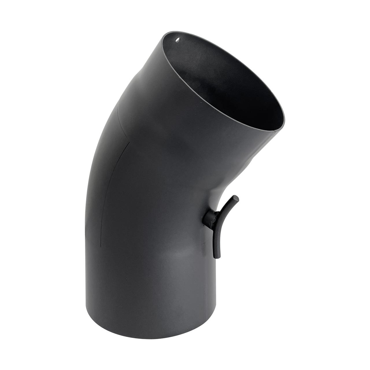 Ofenrohr Bogen gezogen mit Tür DN 150 mm 45° Grau