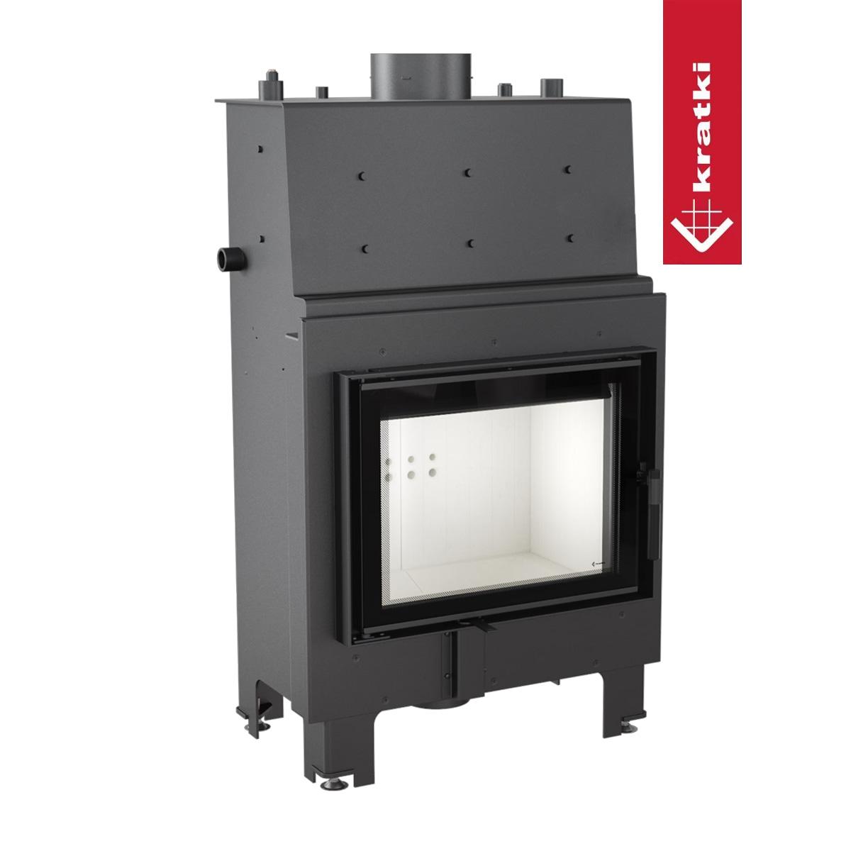 Kamineinsatz wasserführend Kratki MBM 12 kW - Feuerraumauskleidung: weiß