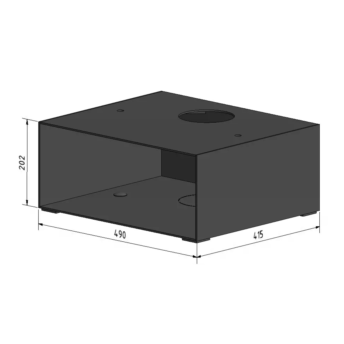 Unterbaumodul aus Stahl offen, Höhe 205 mm (Art. GA8300)