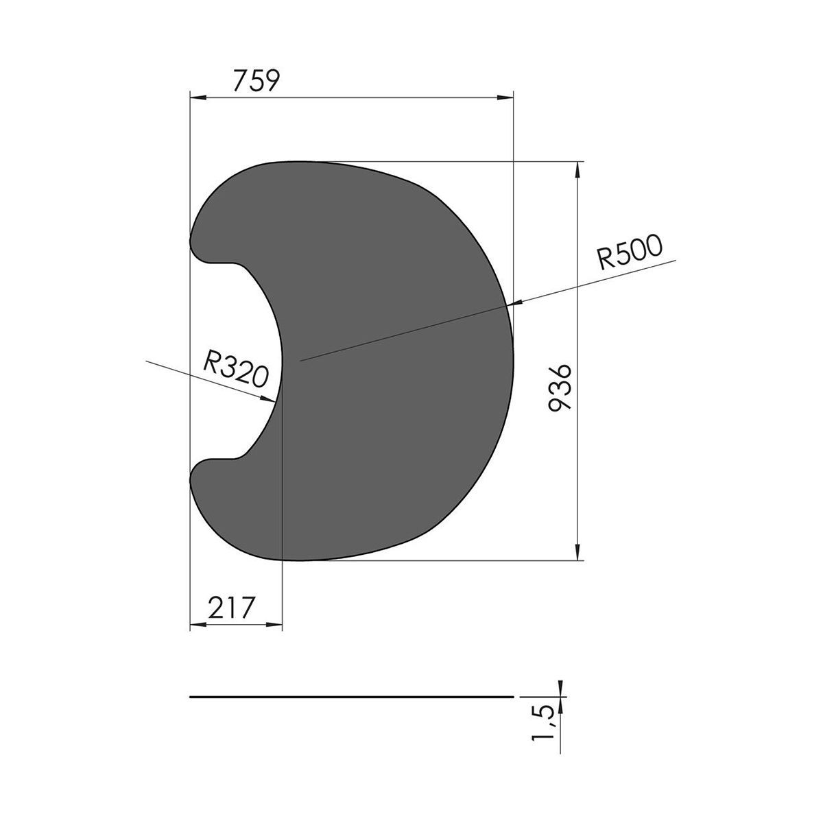 Vorlegeplatte aus Stahl 936x759mm (Art. 7060102)